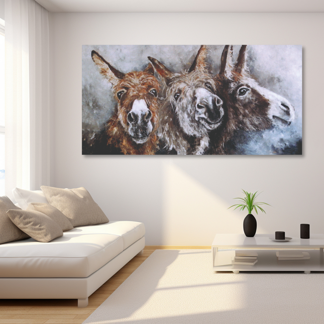 Aluart schilderij 'Pieternet de dominante  ezels'