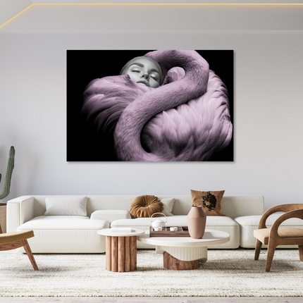 Aluart schilderij 'Vrouw met flamingo'