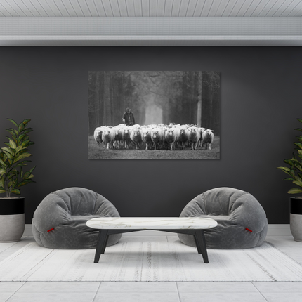 Aluart schilderij 'Kudde schapen met herder'