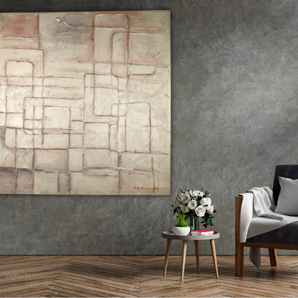 Canvas schilderij 'gouden lijnen spel'