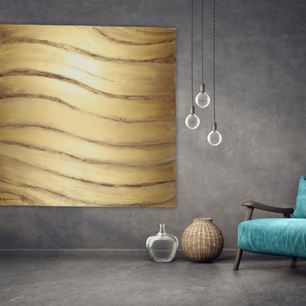 Canvas schilderij Mondiart 'Wave Gold'