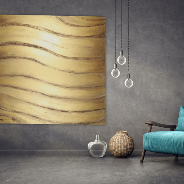 Canvas schilderij Mondiart 'Wave Gold'