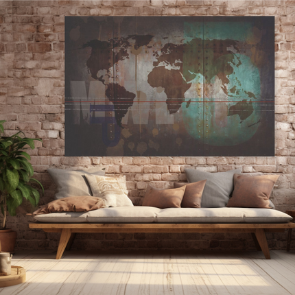Aluart schilderij 'Vintage World Map'
