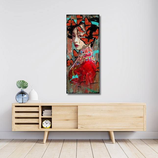 Leather dibond schilderij 'Geisha II'