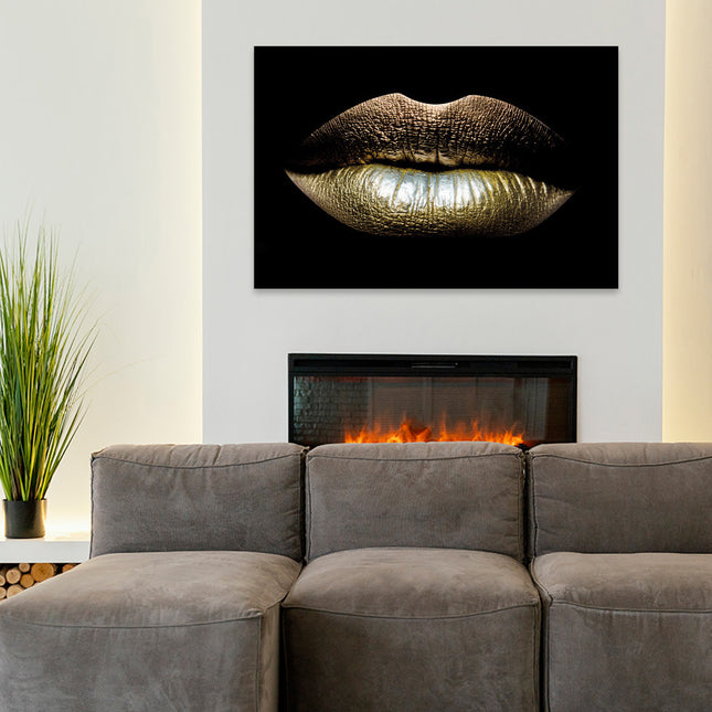 Aluart schilderij 'Golden Lips'