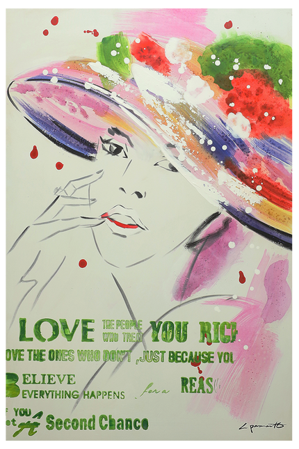 Canvas 'vrouw met hoed'