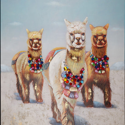 Canvas schilderij 'De drie lama's'