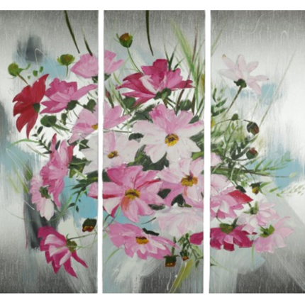 Canvas schilderij 'Drieluik bloemen boeket'