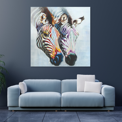 Aluart schilderij 'Colourful Zebra's'