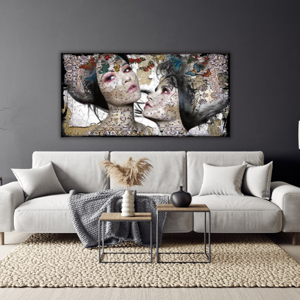 Leather dibond schilderij 'The two stronger women'