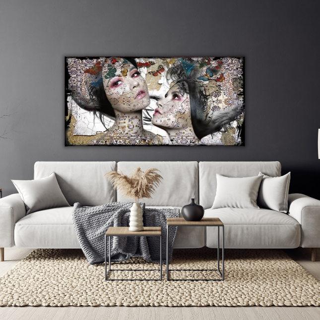Leather dibond schilderij 'The two stronger women'