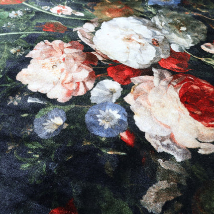 Mondiart vloerkleed 'Donkere bloemen