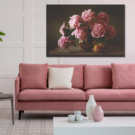 Aluart schilderij 'Stilleven pioenrozen'