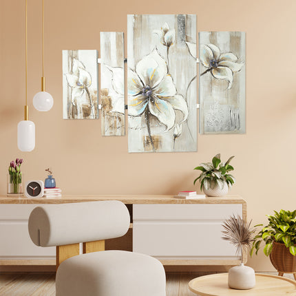 Canvas 'Witte bloemen'