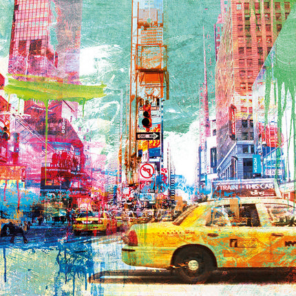 Aluart Schilderij van Eric Chastier 'Taxis in Times Square'