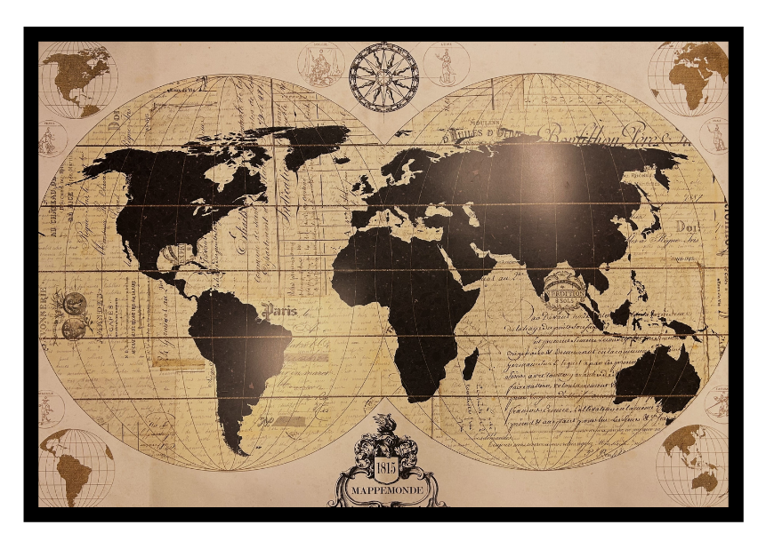 Ingelijste poster 'vintage worldmape 1815'