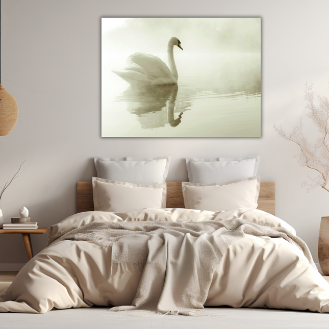 Mondiart Aluart schilderij 'Witte zwaan'