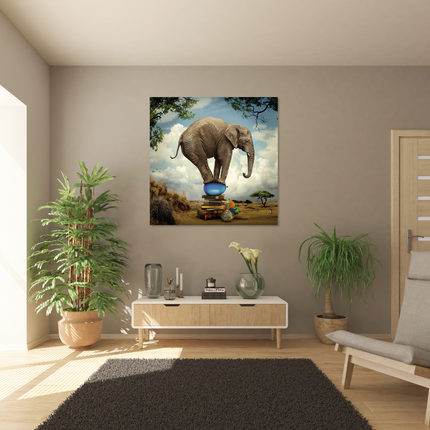 Aluart schilderij 'Balancing elephant'