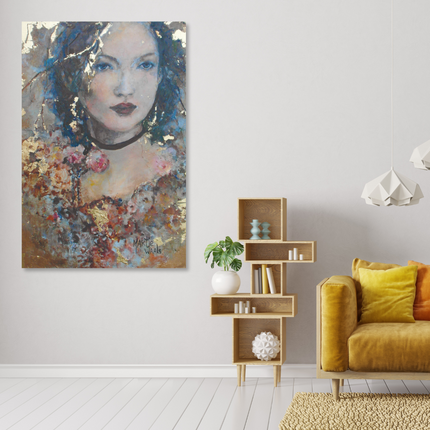 Aluart schilderij 'Woman Gold - Martje Waals'