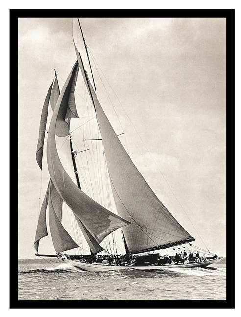 ingelijste poster 'The Schooner Half Moon at sail 1910'