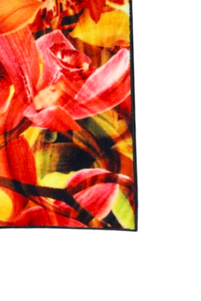 Mondiart vloerkleed 'Oranje bloemen'