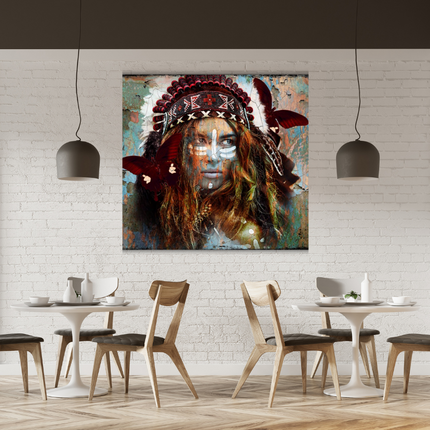 Leather dibond schilderij 'Siouxx II'