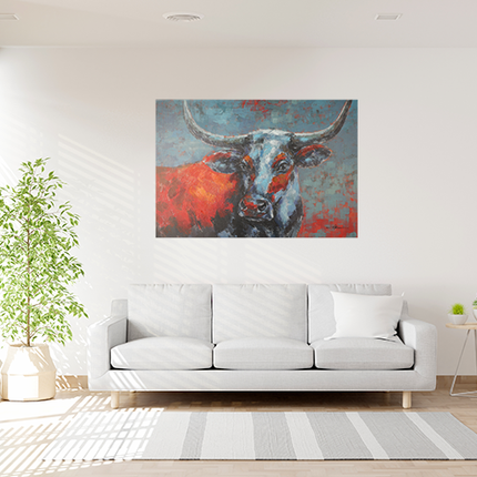 Canvas schilderij 'De kleurrijke stier'