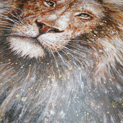 Canvas schilderij 'Lion with gold'