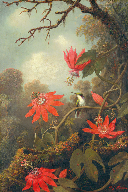 Schilderij 'Hummingbirds and Passionflowers'
