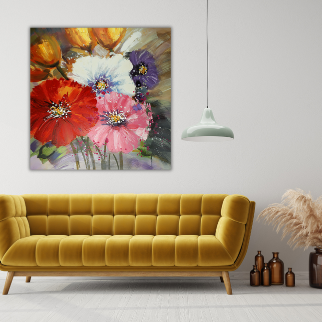 Canvas schilderij Mondiart 'Bloemenprint'