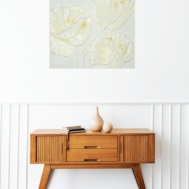 Canvas schilderij 'Drie bloemen'
