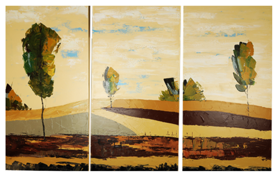 Canvas schilderij 'Drieluik landschap'