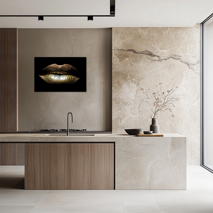 Aluart schilderij 'Golden Lips'