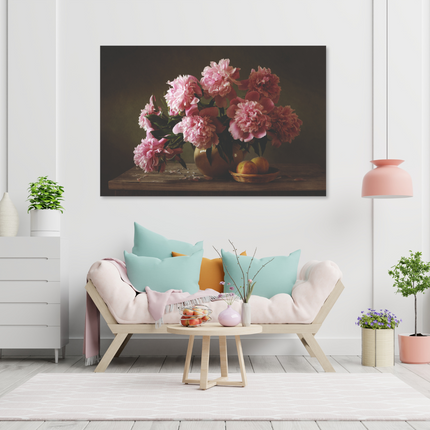 Aluart schilderij 'Stilleven pioenrozen'