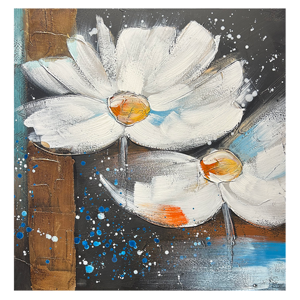 Canvas 'twee witte bloemen 2.0'