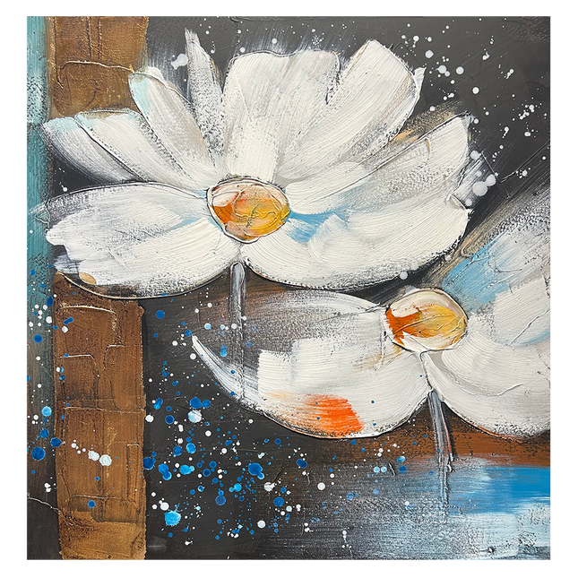 Canvas 'twee witte bloemen 2.0'