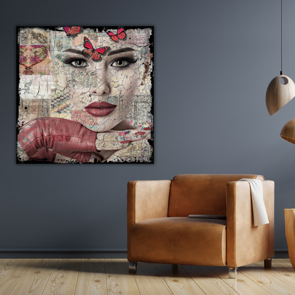 Leather Dibond schilderij 'Strong Woman'