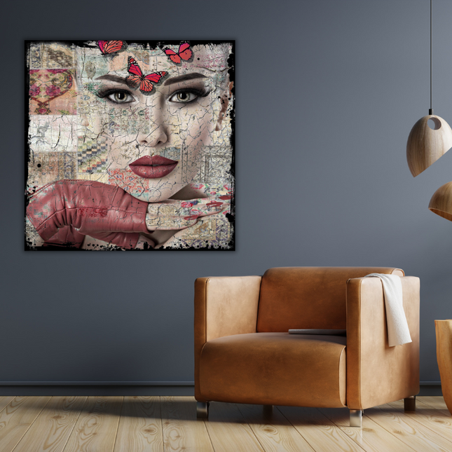 Leather Dibond schilderij 'Strong Woman'