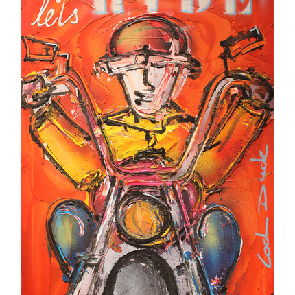 Verkocht Graffiti art 'Man on motorbike'
