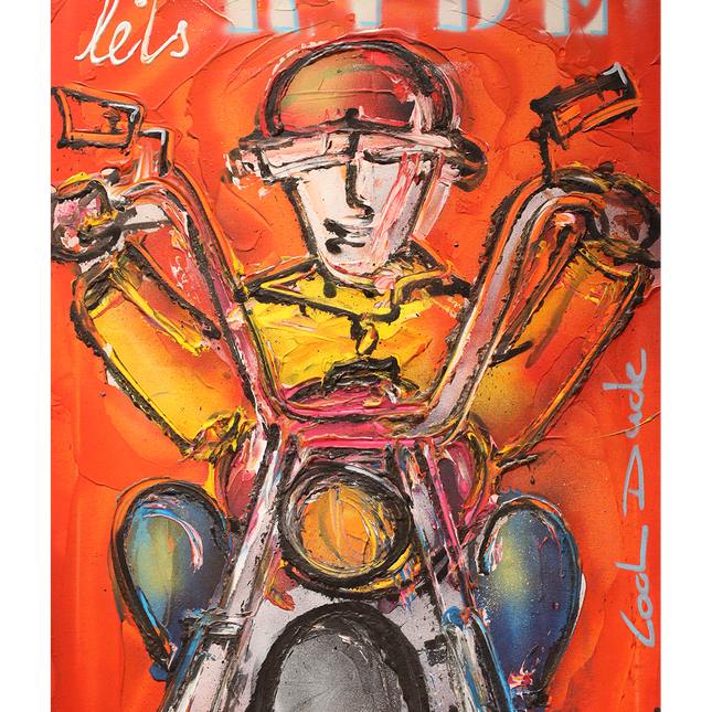 Verkocht Graffiti art 'Man on motorbike'