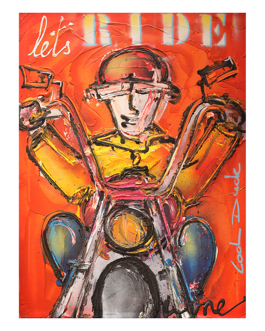Verkocht Graffiti art 'Man on motorbike'
