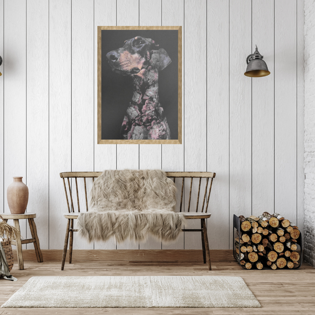 Ingelijste poster 'Bloemenbuddy' met gouden lijst