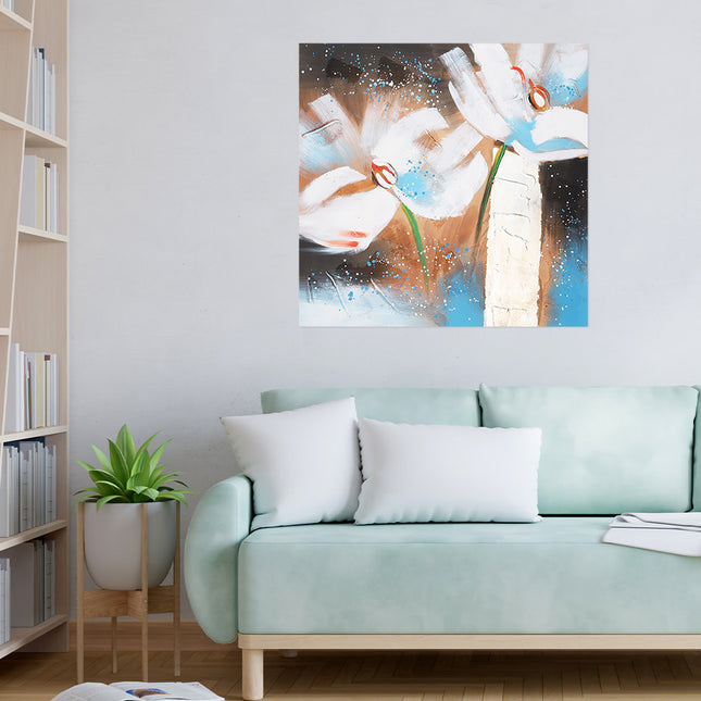 Canvas schilderij 'Witte Bloemen'