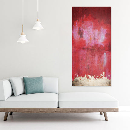 Canvas schilderij Mondiart 'Abstract rood met gouden details'