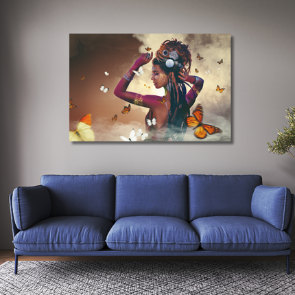 Aluart schilderij 'Woman with Butterflies'