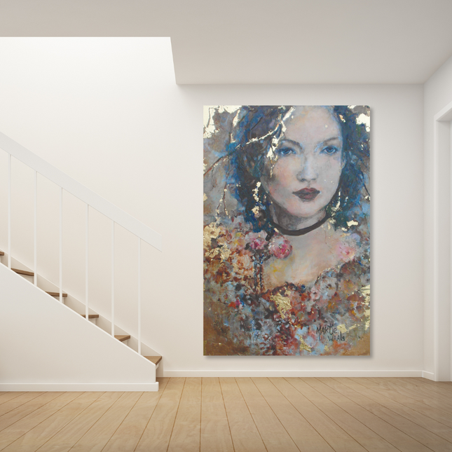 Aluart schilderij 'Woman Gold - Martje Waals'