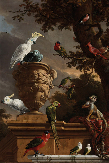 Schilderij 'De Menagerie, Melchior d'Hondecoeter'