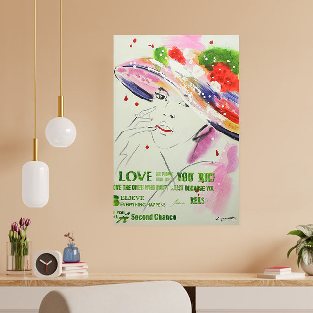 Canvas 'vrouw met hoed'