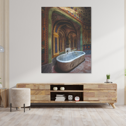 Aluart schilderij 'Badkamer in verlaten kasteel'