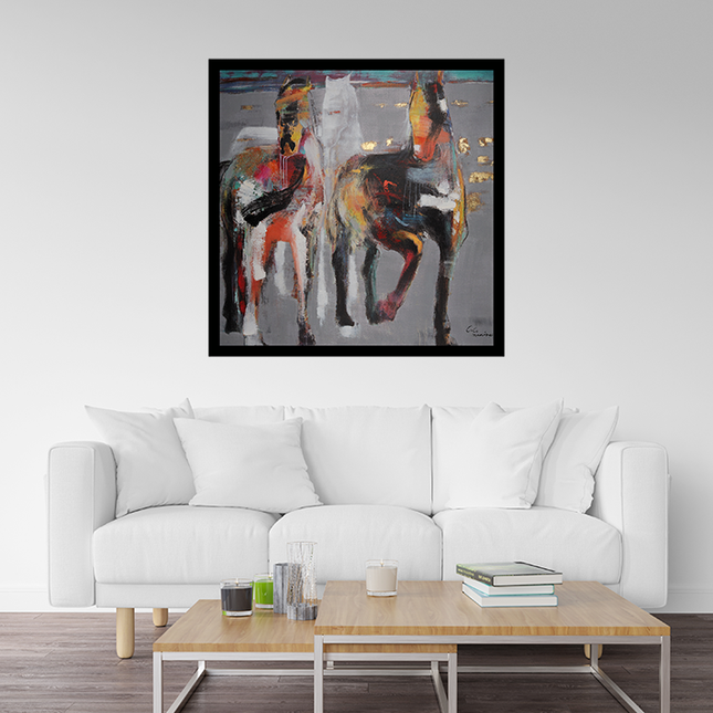 Canvas schilderij 'De kunstige paarden'